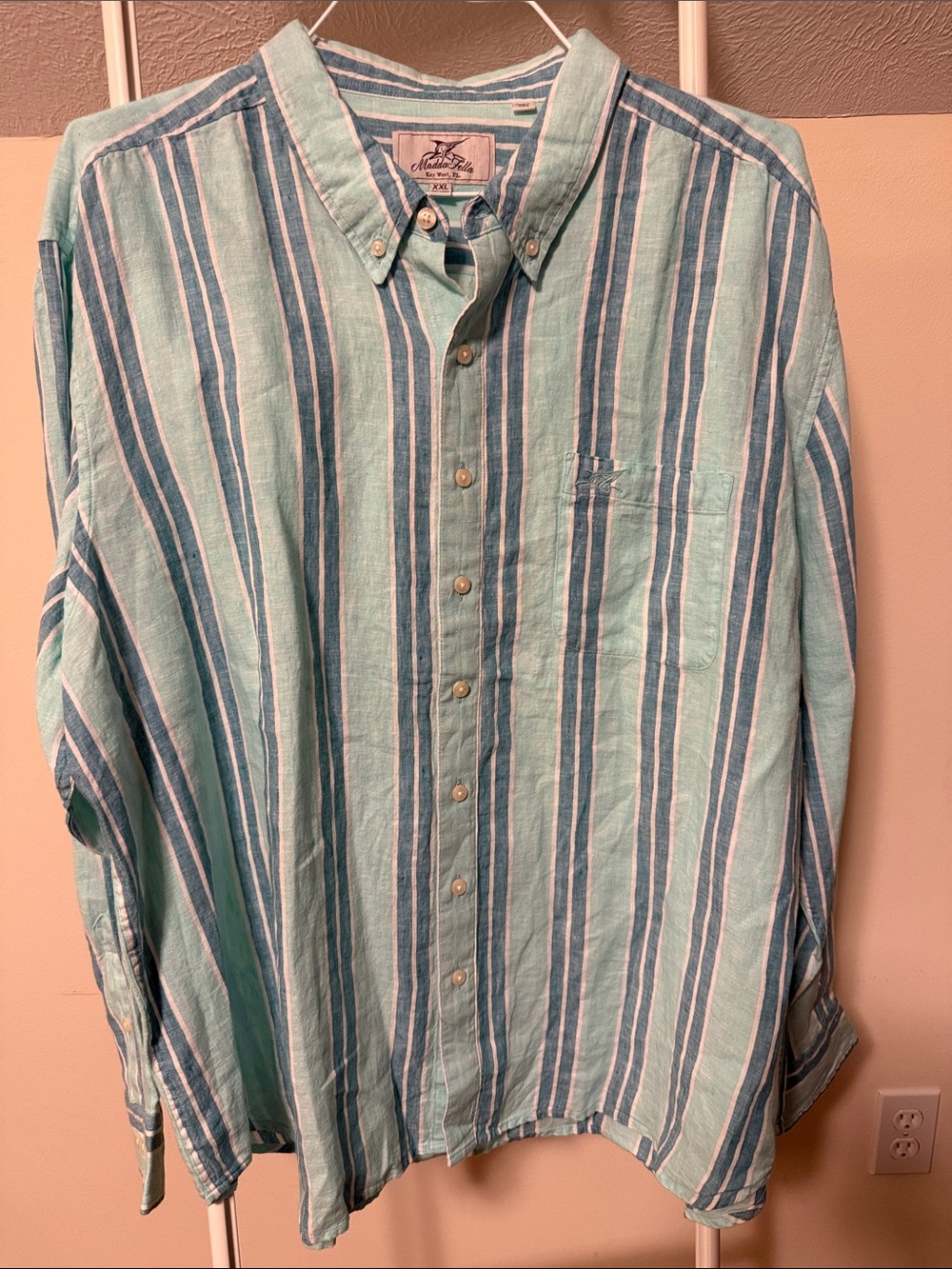 Madda Fella Ernest Linen long sleeve button down striped shirt  size XXL -  NWT